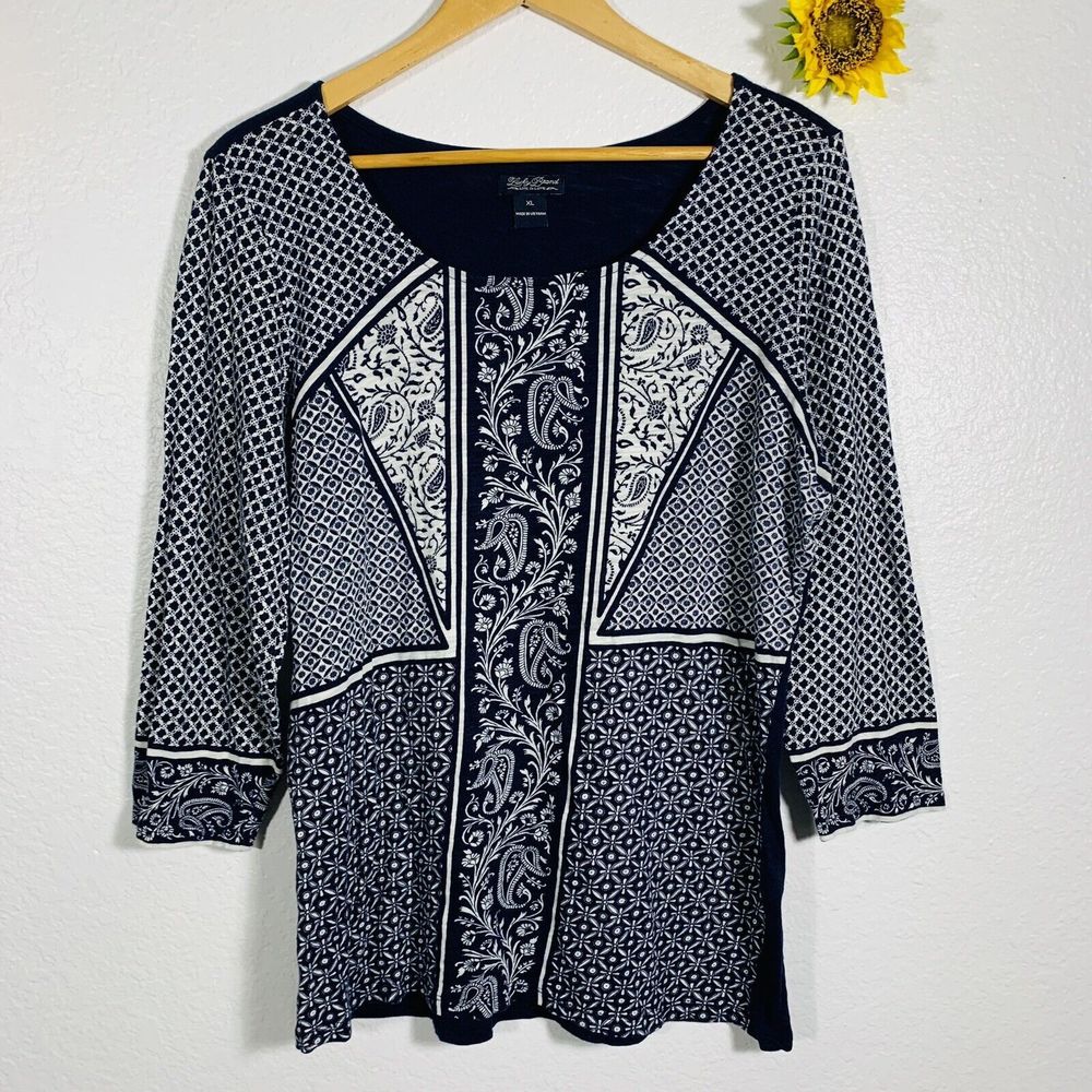Lucky Brand Floral Paisley 3/4 Sleeved Blouse Size Medium Women’s